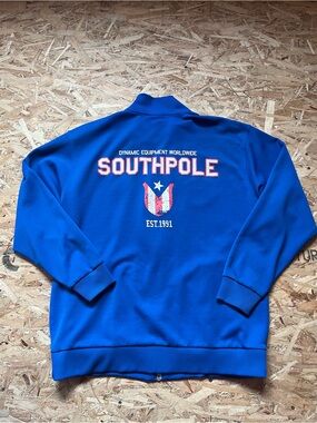 South Pole Men's Royal Blue Zip-Up vest with Back Graphic